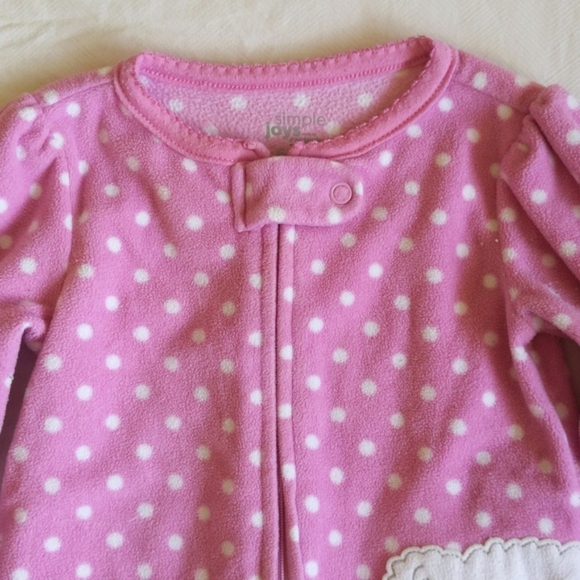 simple joys purple fleece zipper footie sleeper pajamas 6-9 months baby girl - Picture 3 of 7